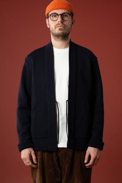 Navy blue milano knit Noragi jacket - Le Minor x Flâneurs