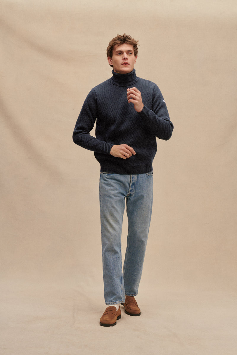 Pull col roulé norvégien homme gris anthracite Le Minor 