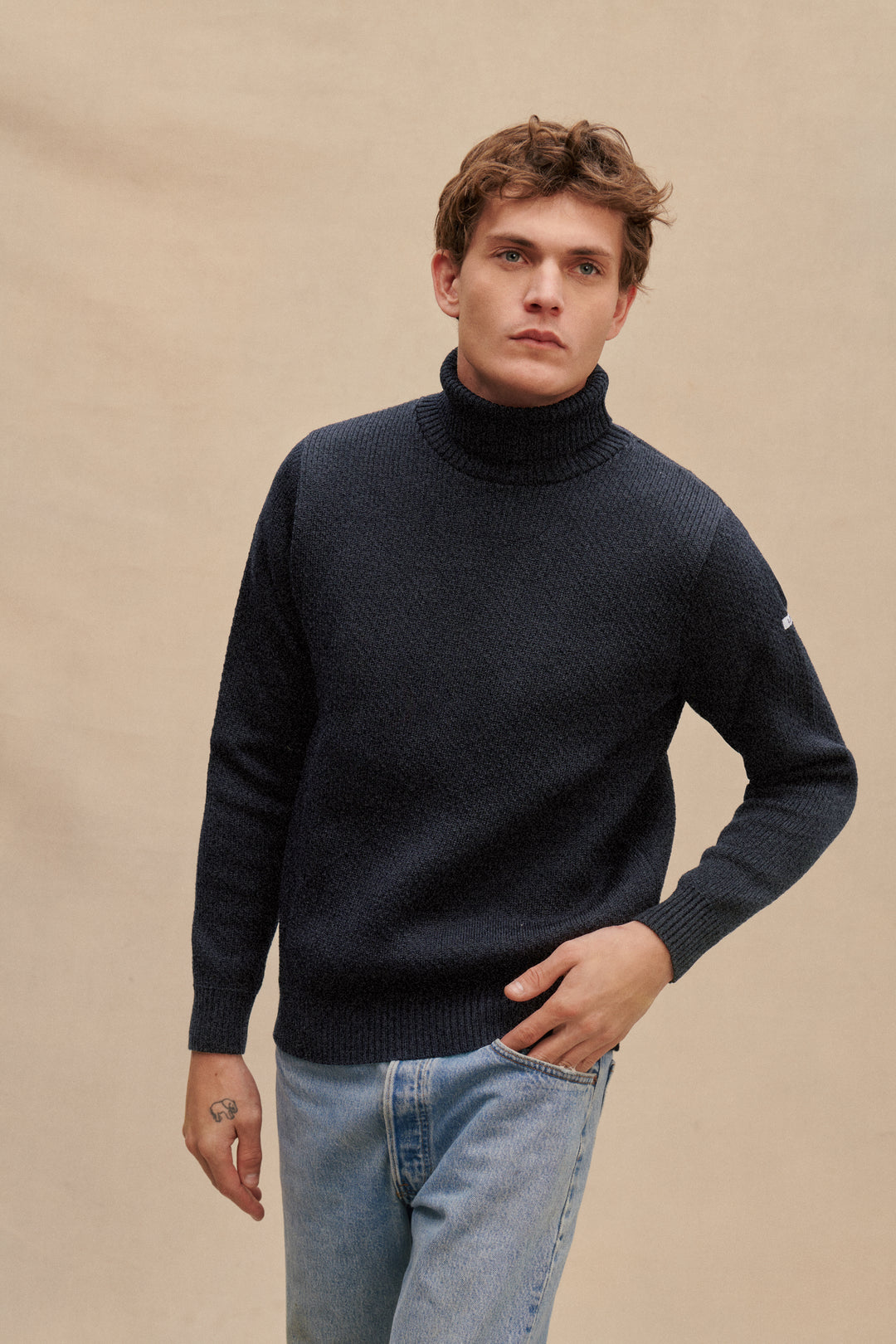 Pull col roulé Norvégien gris anthracite pour homme Le Minor