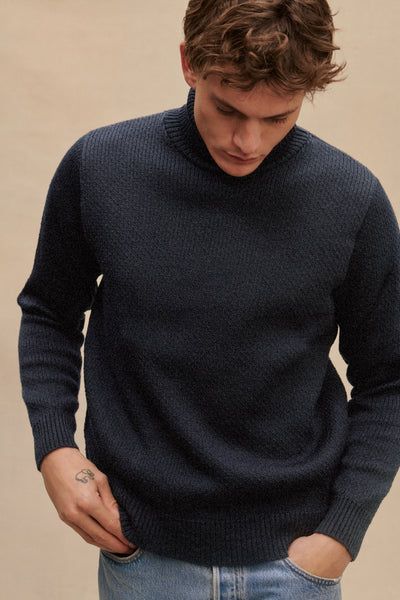 Pull col roulé norvégien homme gris anthracite Le Minor 