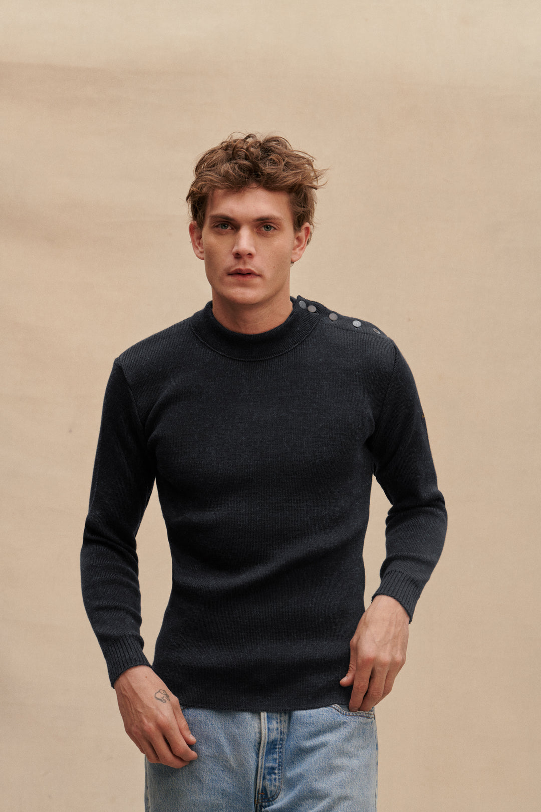 Pull marin gris anthracite pour homme Le Minor