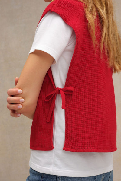 Women's red merino wool turtleneck dickey