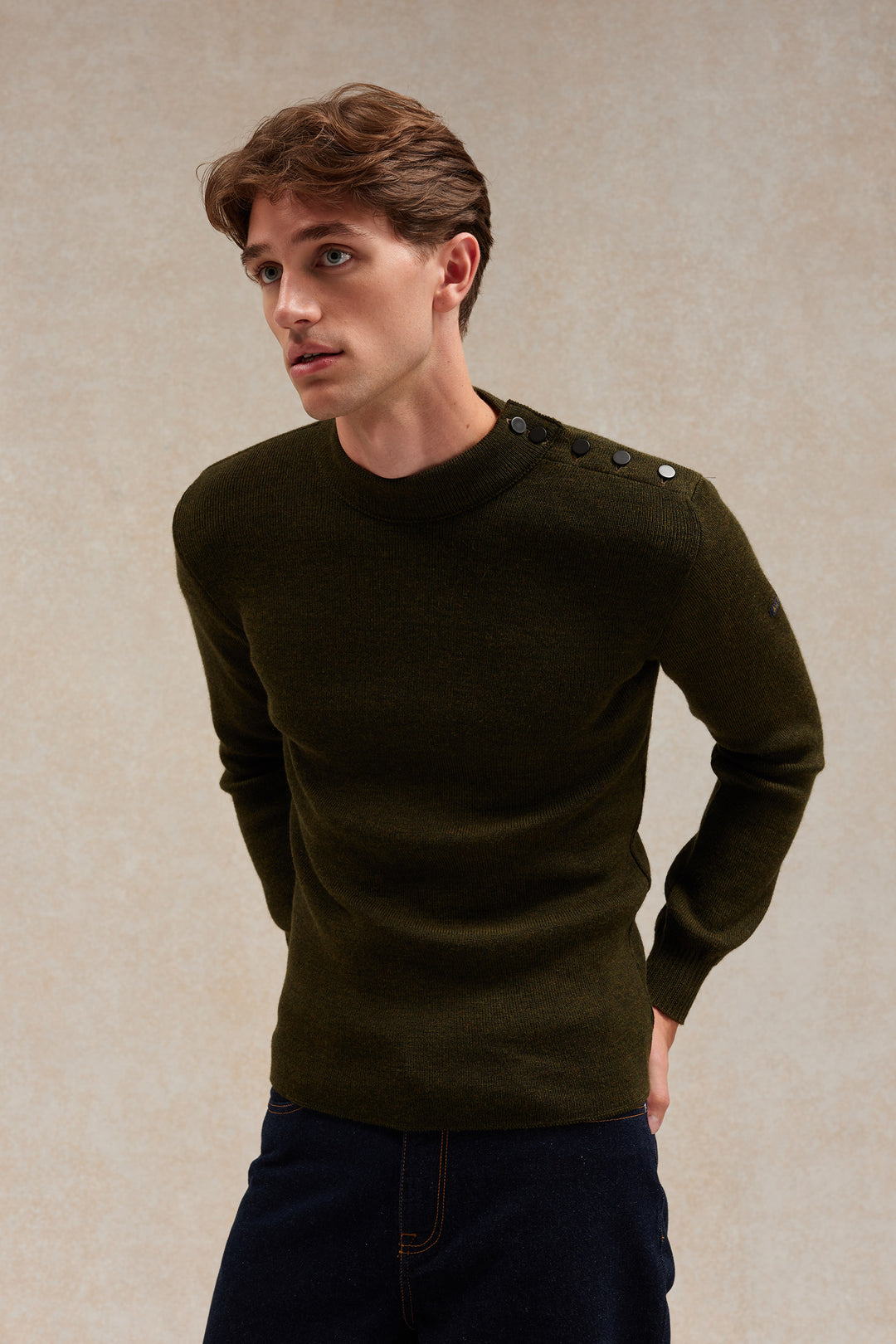 Pull_marin_laine_Le_Minor_oliv