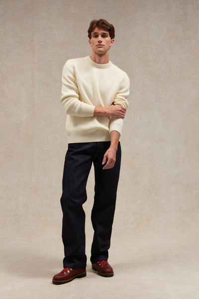 Pull col rond Norvégien écru pour homme