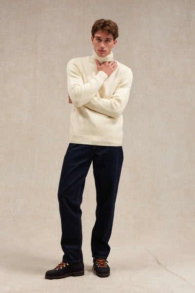 Men's offwhite turtle-neck Norwegian sweater