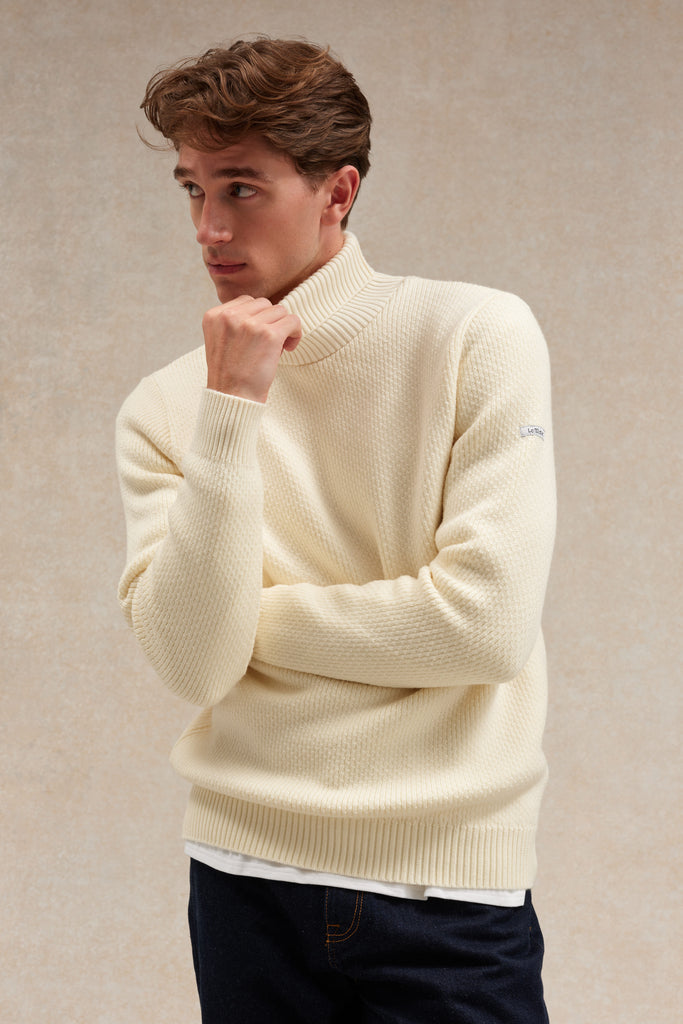 Men's ecru turtle-neck Norwegian sweater | Le Minor
