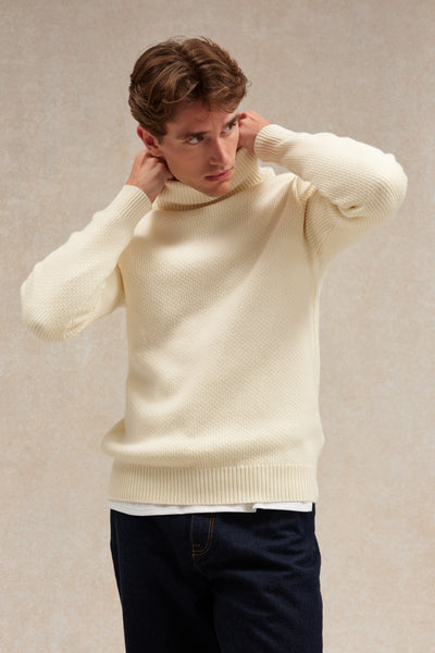 Men's offwhite turtle-neck Norwegian sweater