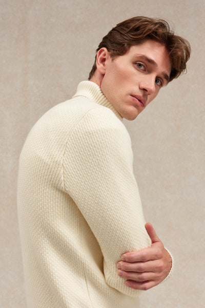 Men's offwhite turtle-neck Norwegian sweater