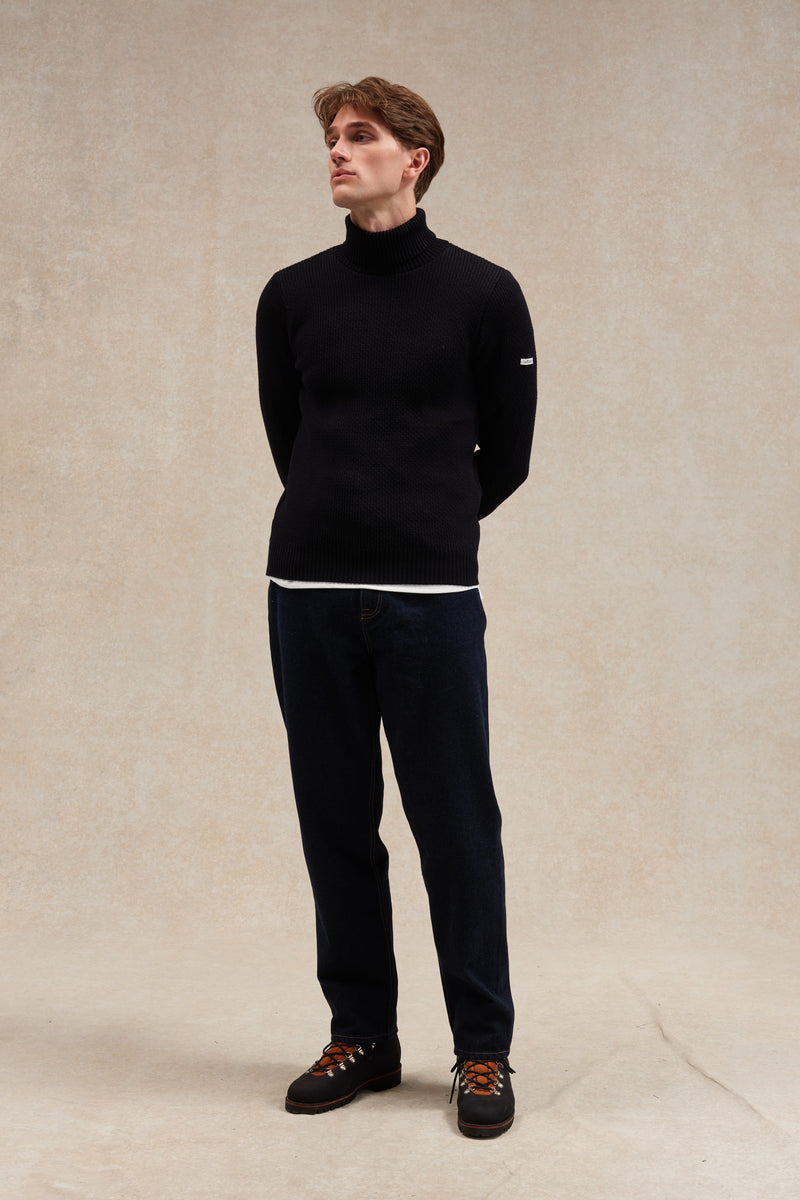 Pull col roulé Norvégien bleu marine pour homme