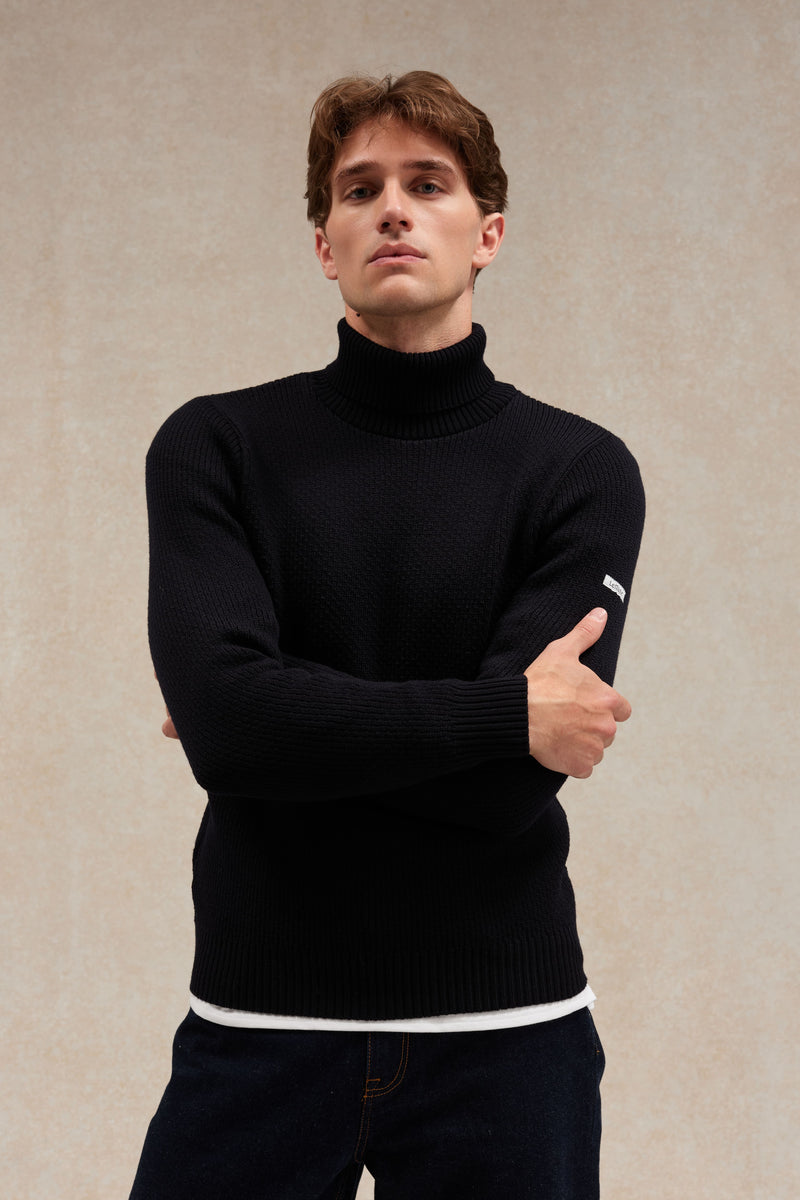 Pull col roulé Norvégien bleu marine pour homme