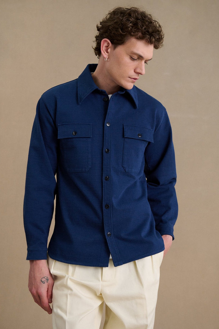 Surchemise Homme Basique - Bleu - Taille Régulière - Neuf Sans étiquettes
