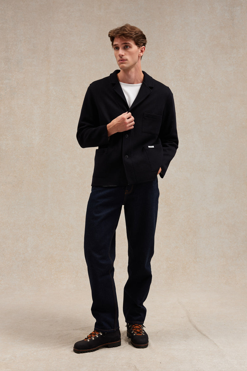 Blazer Milano bleu marine en laine mérinos pour homme