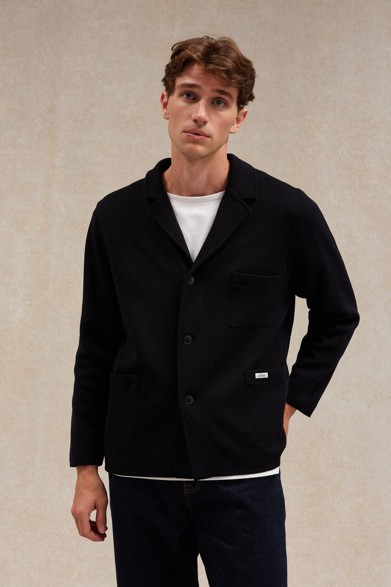 Blazer Milano bleu marine en laine mérinos pour homme