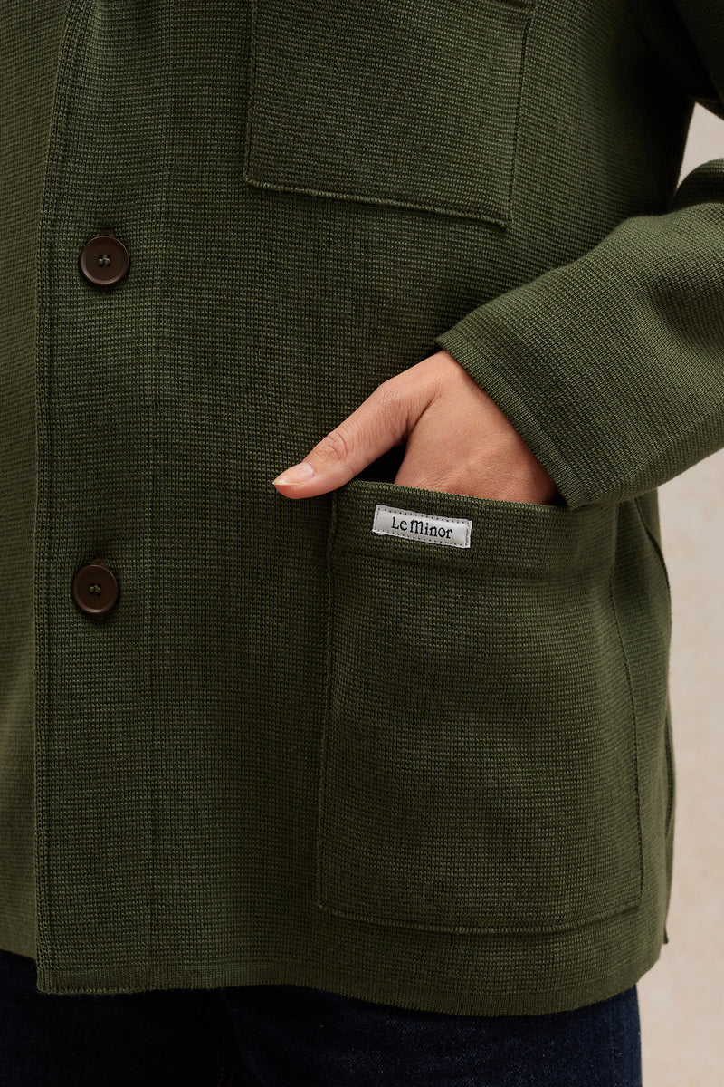 Blazer Milano olive en laine mérinos, Le Minor, nouveauté automne 2025