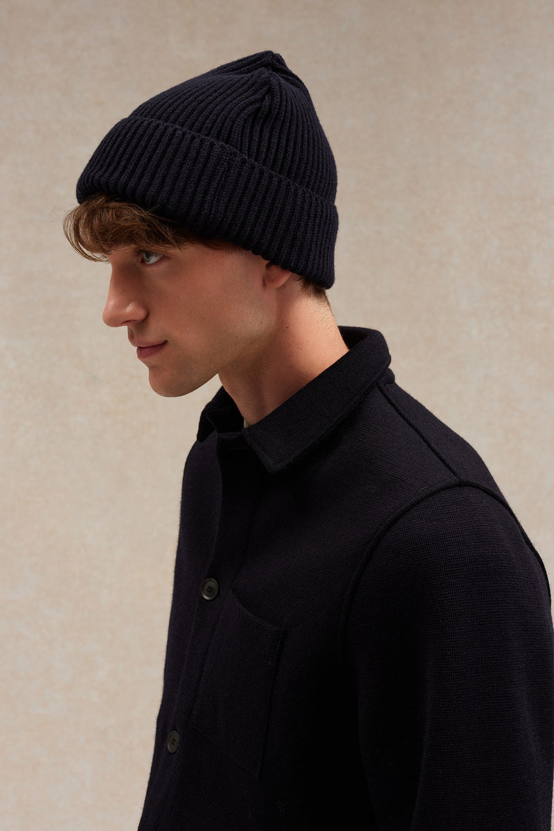 Unisex navy blue extra soft beanie