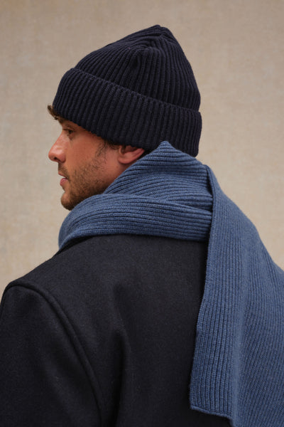 Unisex navy blue extra soft beanie