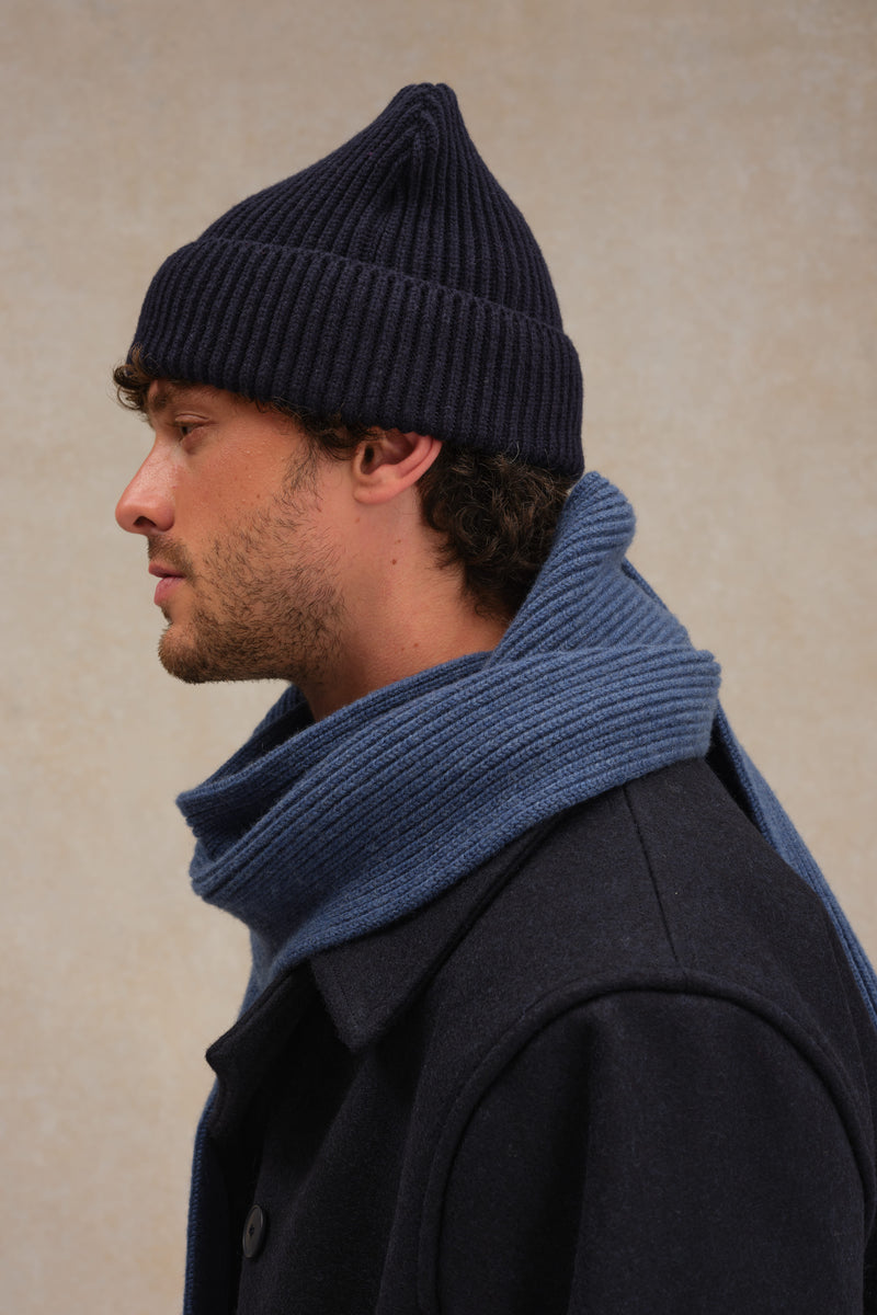 Unisex navy blue extra soft beanie