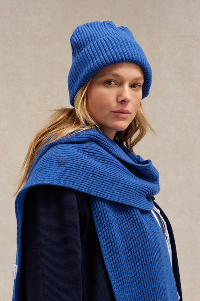 Bonnet extra-doux bleu roi en laine mérinos Le Minor, automne 2025