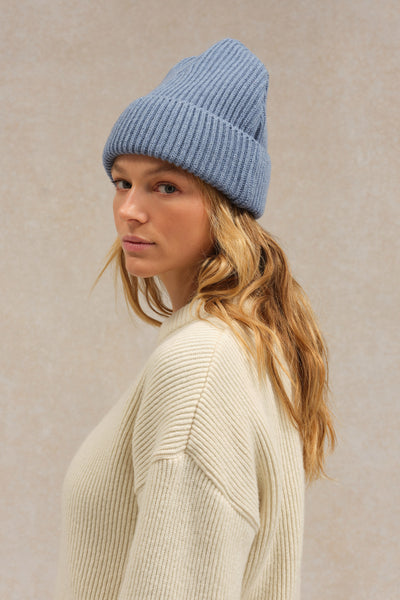 Bonnet mixte extra-doux, laine mérinos, couleur orage, Le Minor pour l'automne 2025