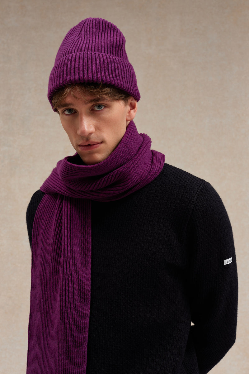 Bonnet mixte extra-doux Le Minor, décliné en prune pour l&
