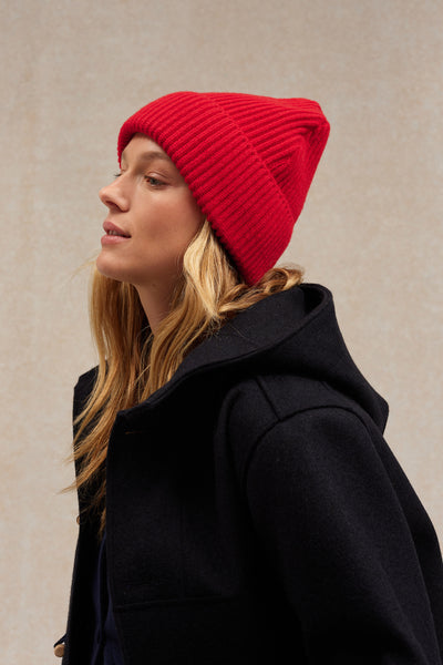 Bonnet extra-doux rouge en laine mérinos, Le Minor, automne 2025