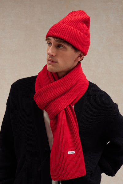 Bonnet mixte rouge en laine mérinos, extra-doux, Le Minor, automne 2025