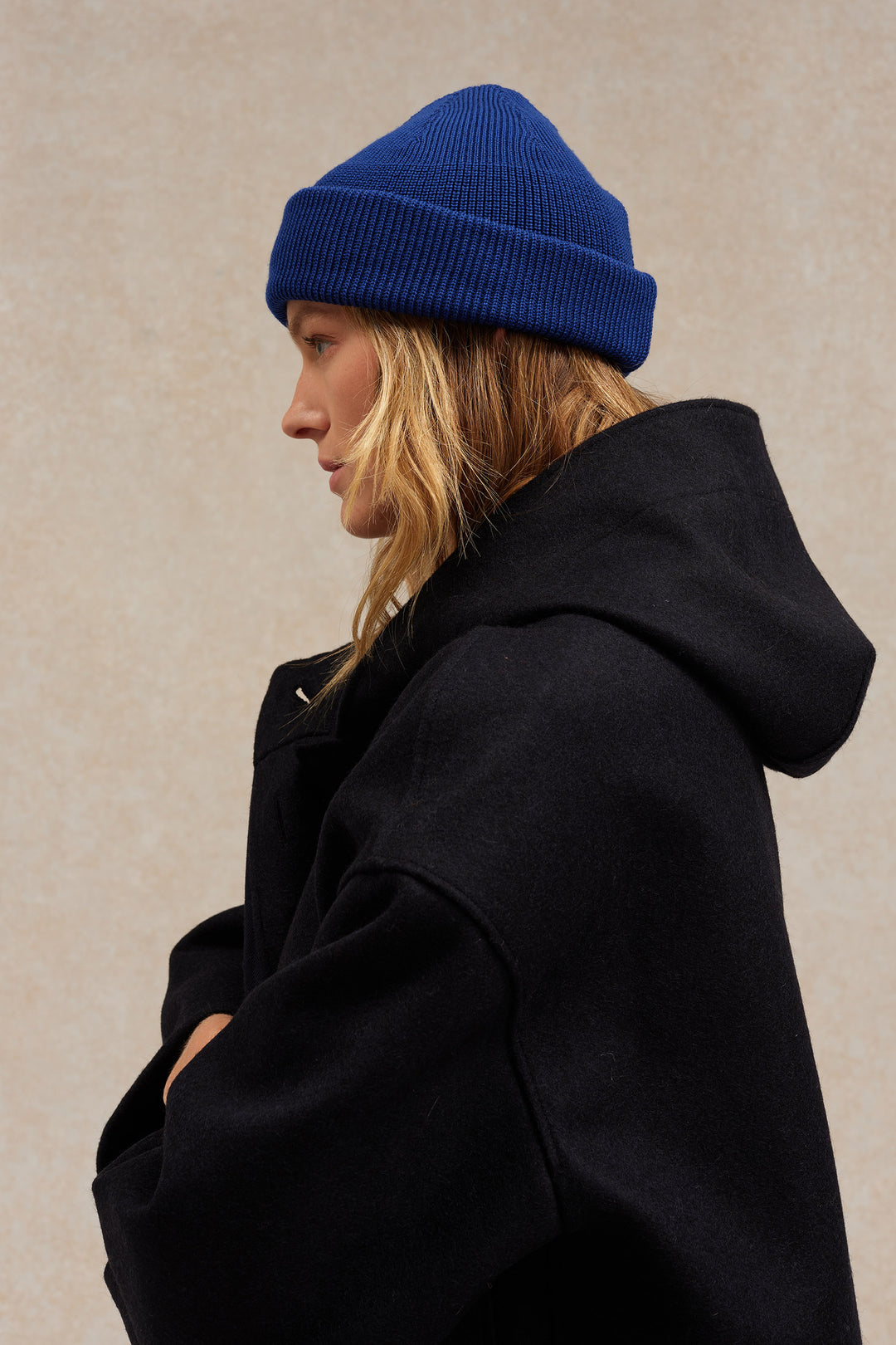 Women\'s French Style Double Layer Winter Autumn Warm, Soft Beanie Hat Navy Blue Women\ main image 2