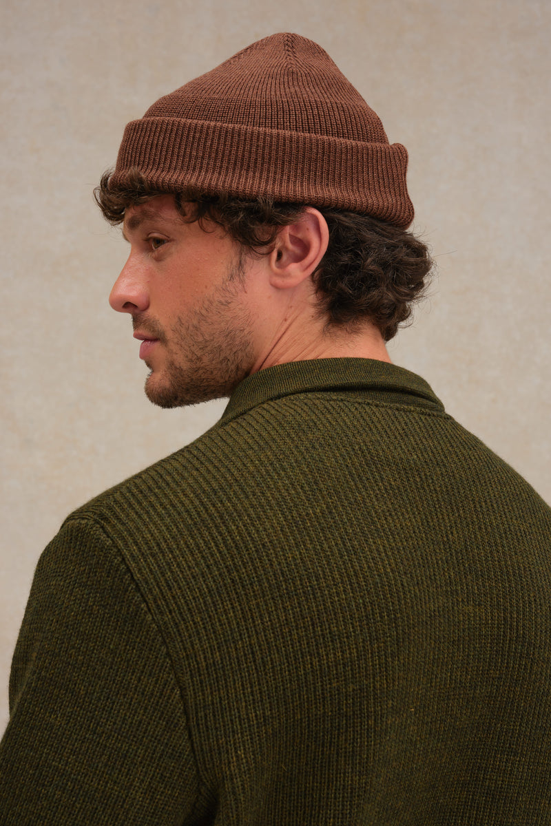 French Navy mottled brown beanie