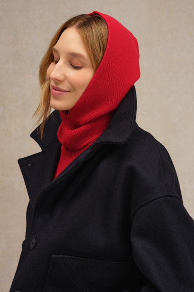 Women's red merino wool balaclava