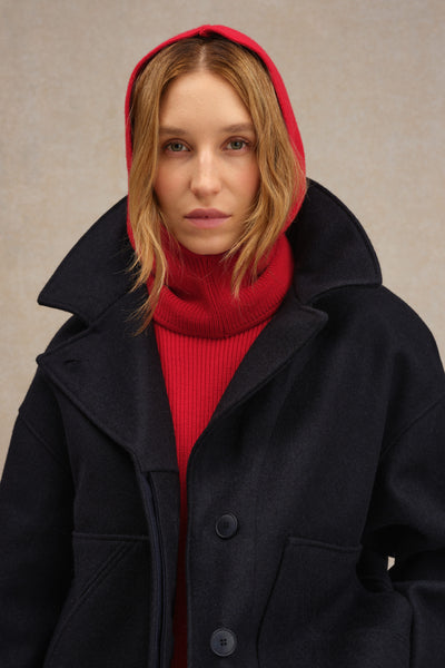 Women's red merino wool balaclava