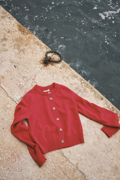 Cardigan rouge en laine mérinos pour femme
