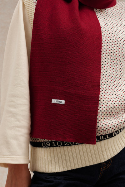 Écharpe fine mixte bordeaux en maille Milano