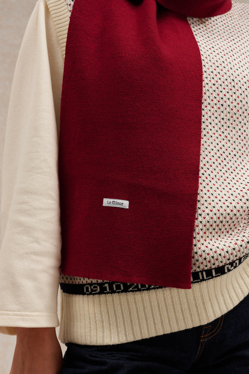 Écharpe fine mixte bordeaux en maille Milano