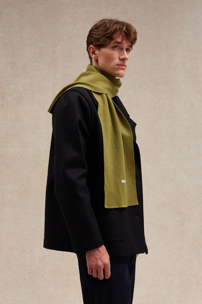Écharpe fine mixte olive acide en maille Milano