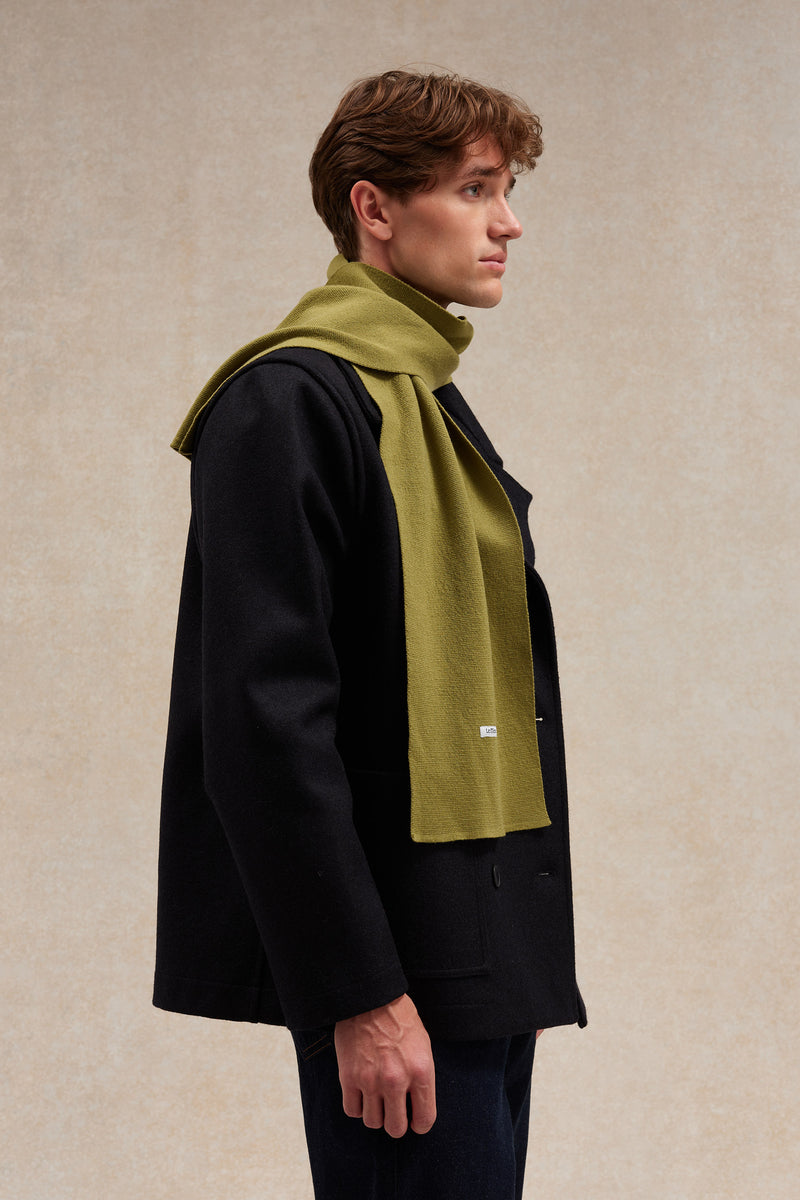 Écharpe fine mixte olive acide en maille Milano