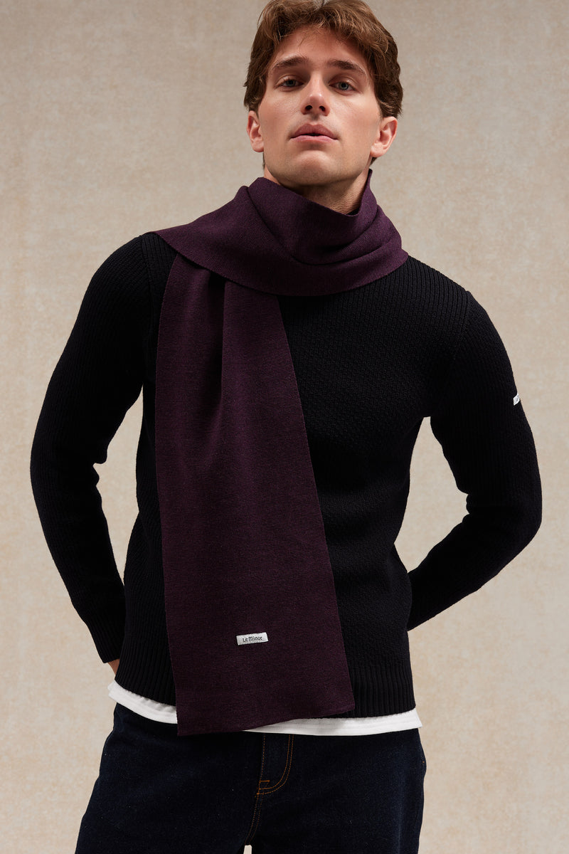 Écharpe fine mixte prune en maille Milano