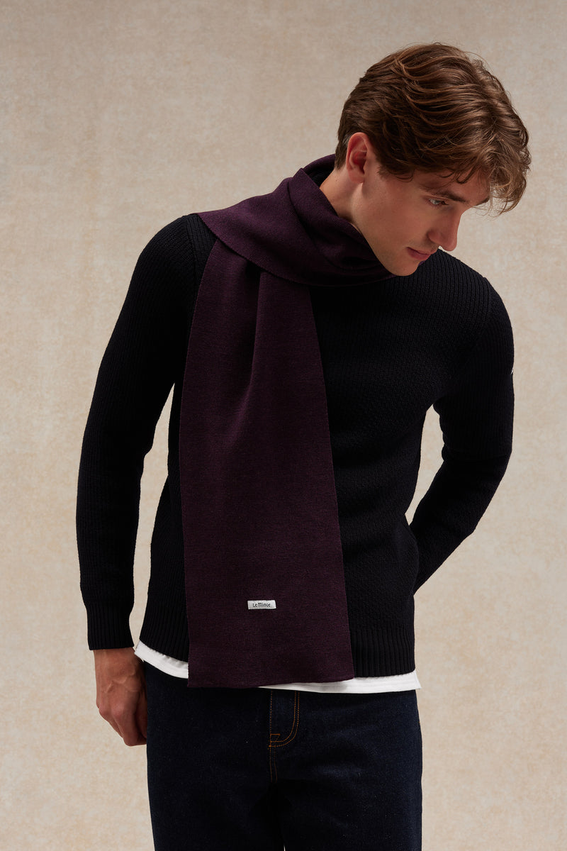 Écharpe fine mixte prune en maille Milano