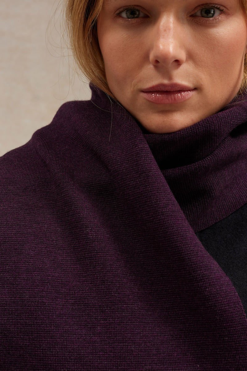 Écharpe fine mixte prune en maille Milano