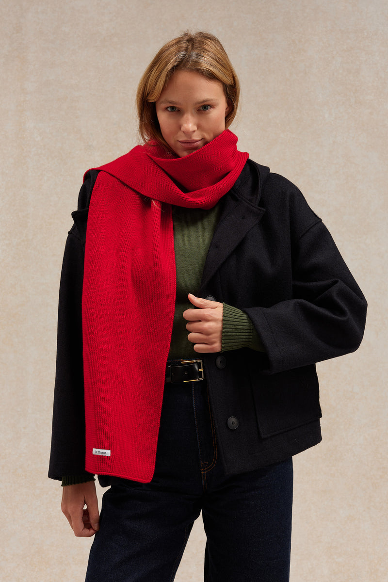 100% merino wool red scarf