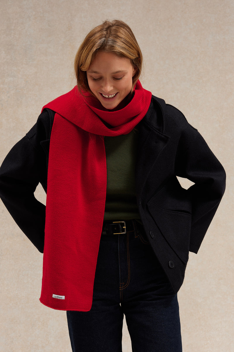 100% merino wool red scarf