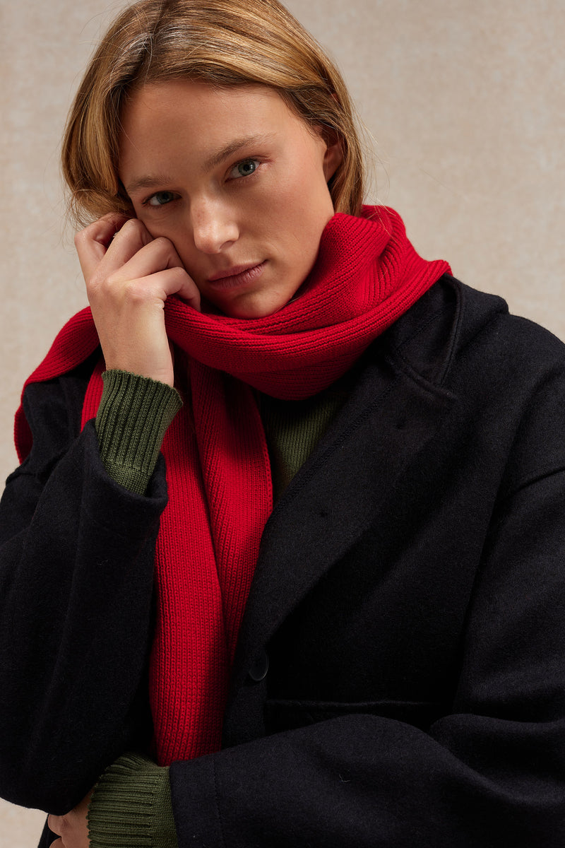 100% merino wool red scarf