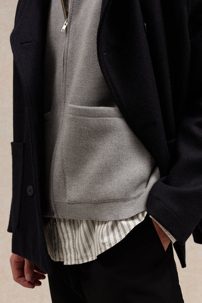 Gilet zippé gris chiné Milano pour homme