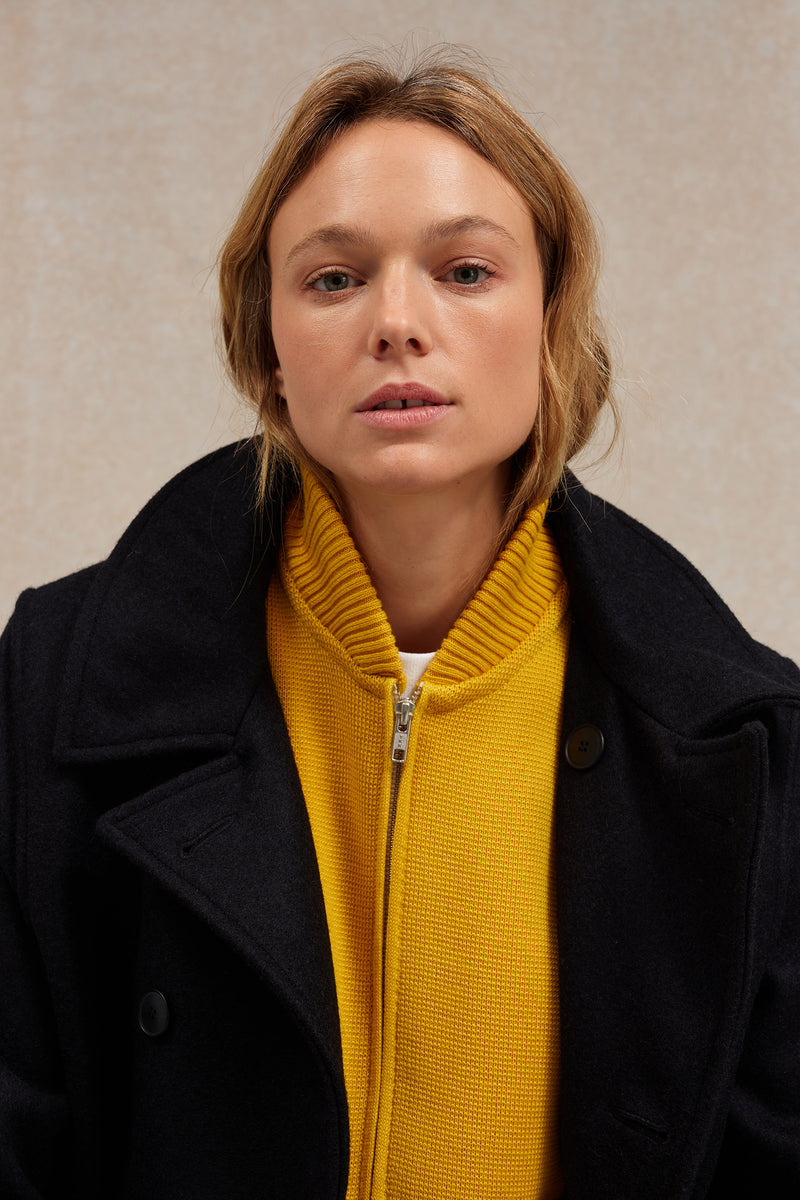 Gilet zippé jaune Milano pour femme