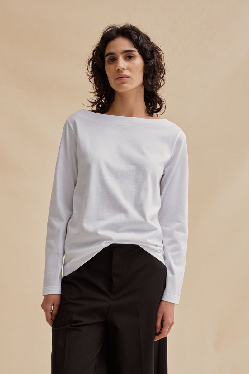 Marinière Brigitte uni blanche pour femme