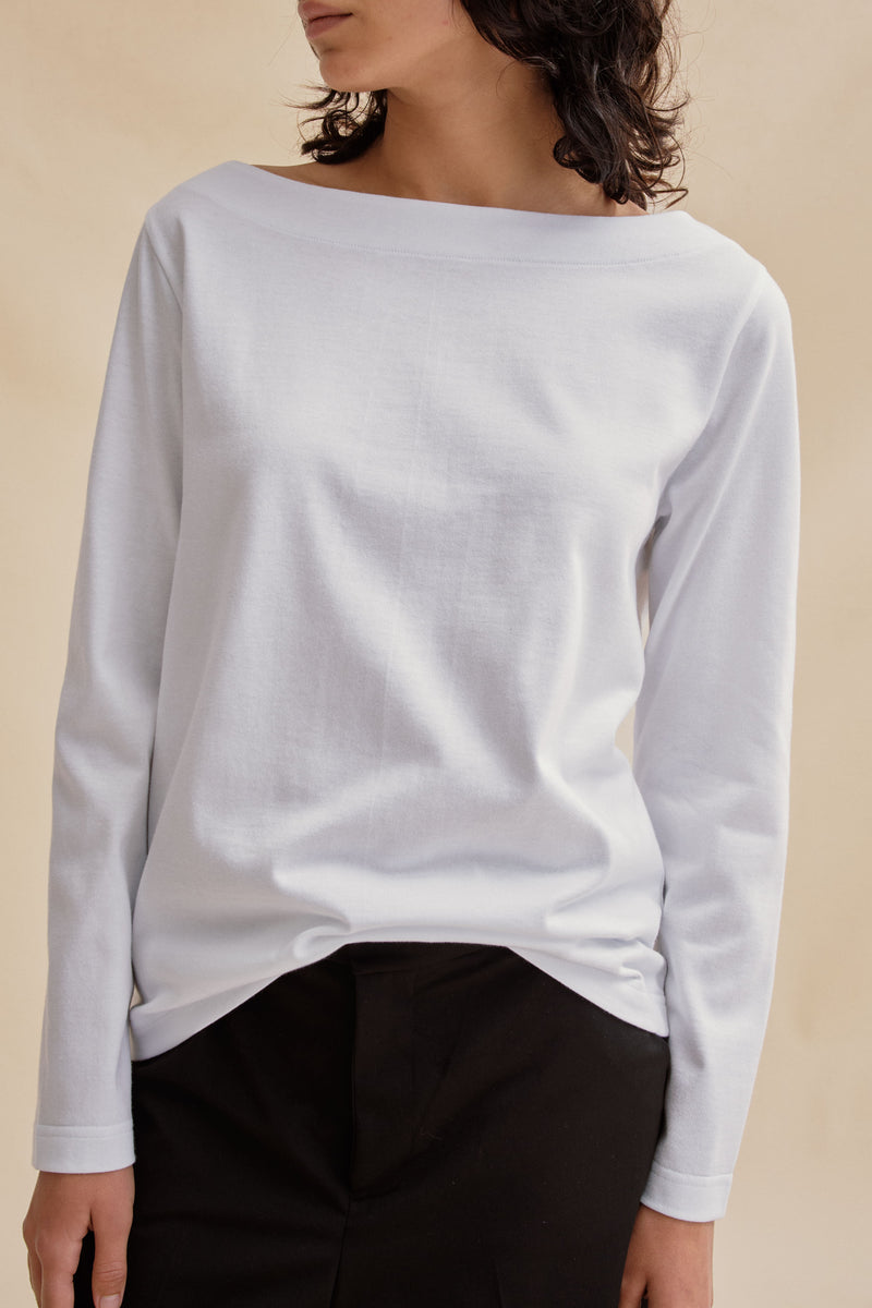 Marinière Brigitte uni blanche pour femme