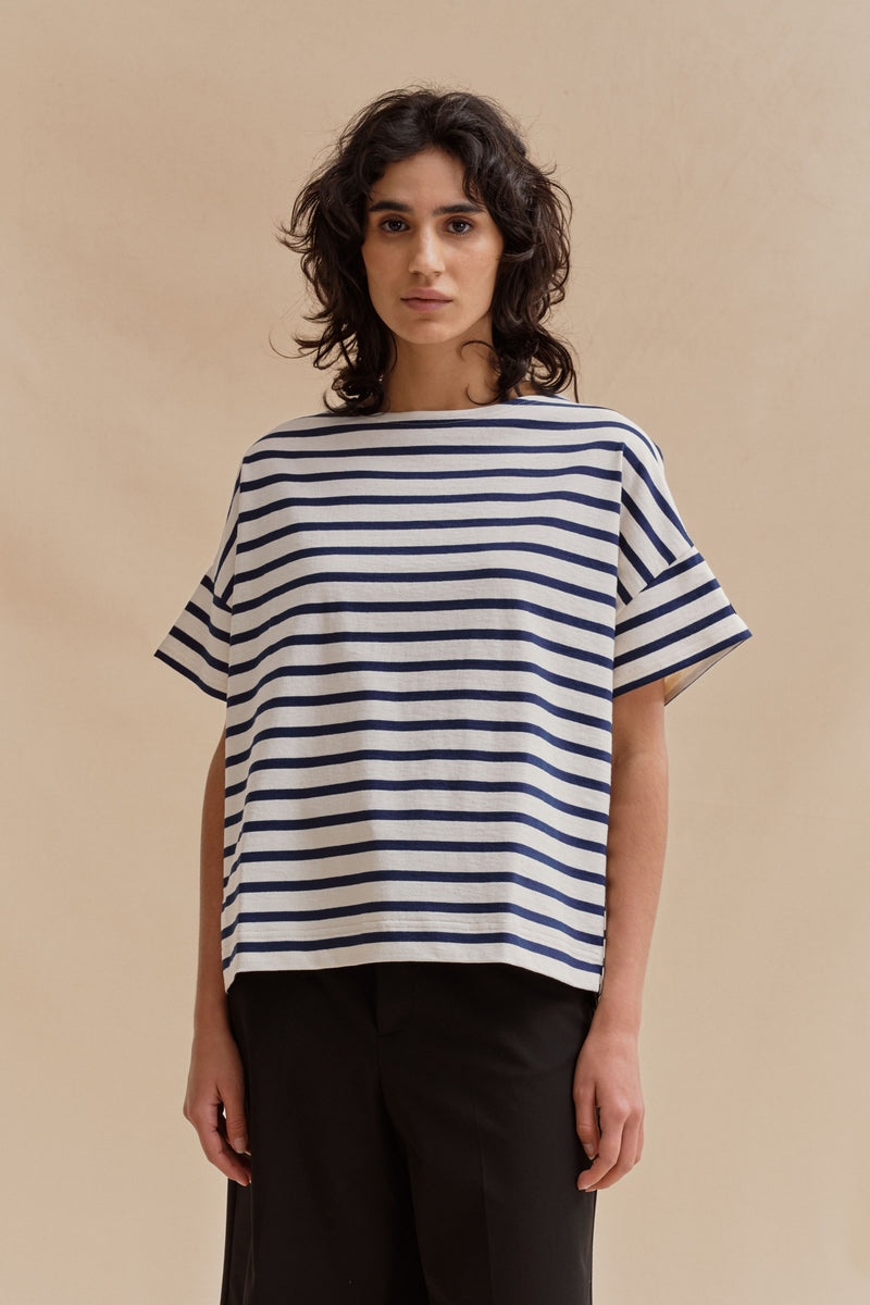 Marinière oversize Jim écru et marine pour femme