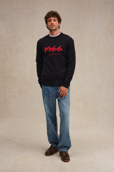 Men's 1966 sweater navy blue and red