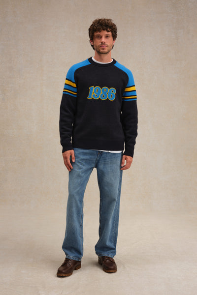 Men's 1986 sweater blue and yellow