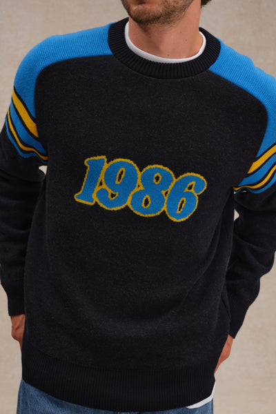 Men's 1986 sweater blue and yellow