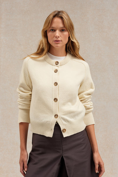 Women's offwhite merino wool cardigan